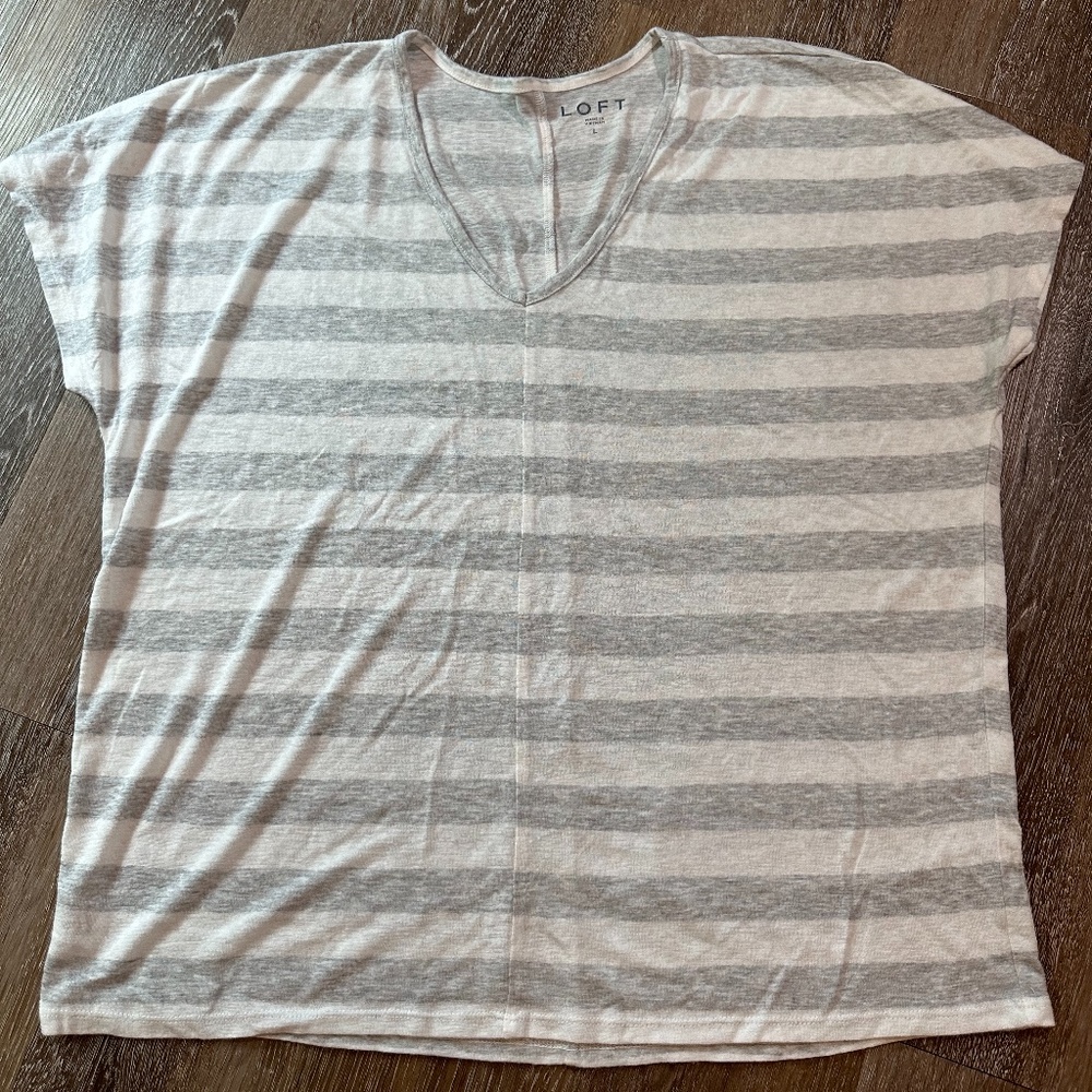 Loft Striped V-Neck Tee,
